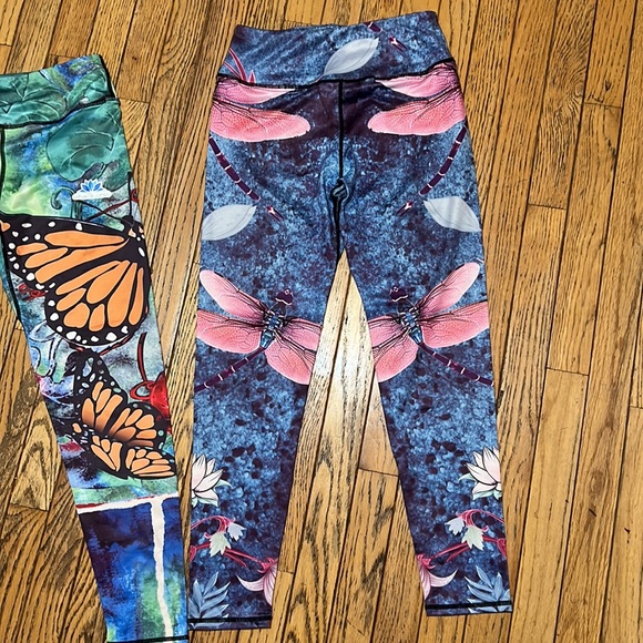 Butterfly & Dragonfly Leggings sz M Like New Lotus Leggings Sport - Picture 3 of 5